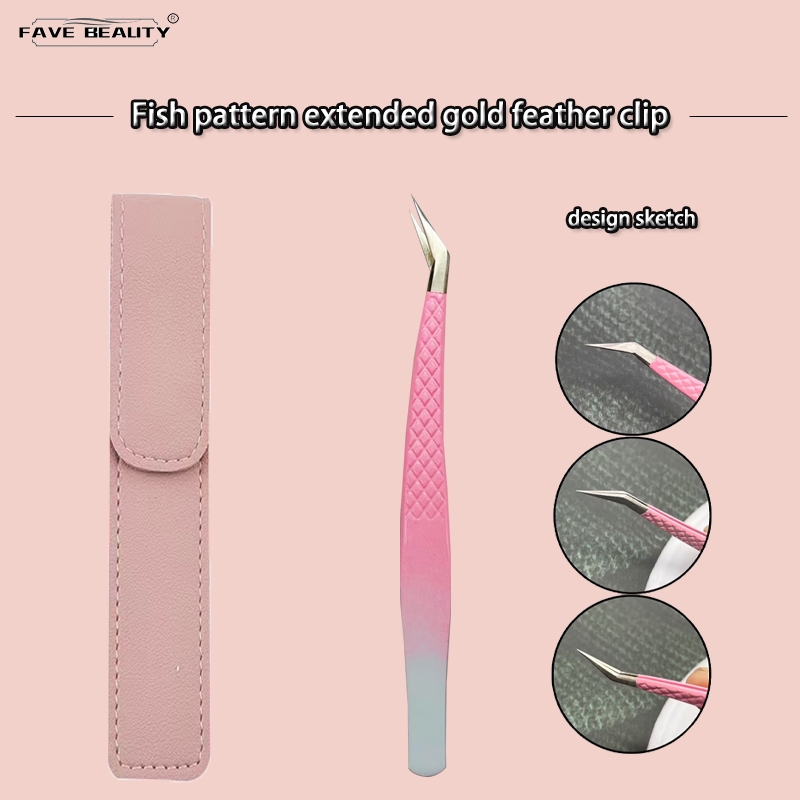 รูปแบบปลาไล ่ โทนสีความแม ่ นยําสูง Grafting Eyelash Tweezers/Golden Feather Clip/Dolphin Clip/แหนบดอกไม ้ แหนบขนตา - รูปที่ 2