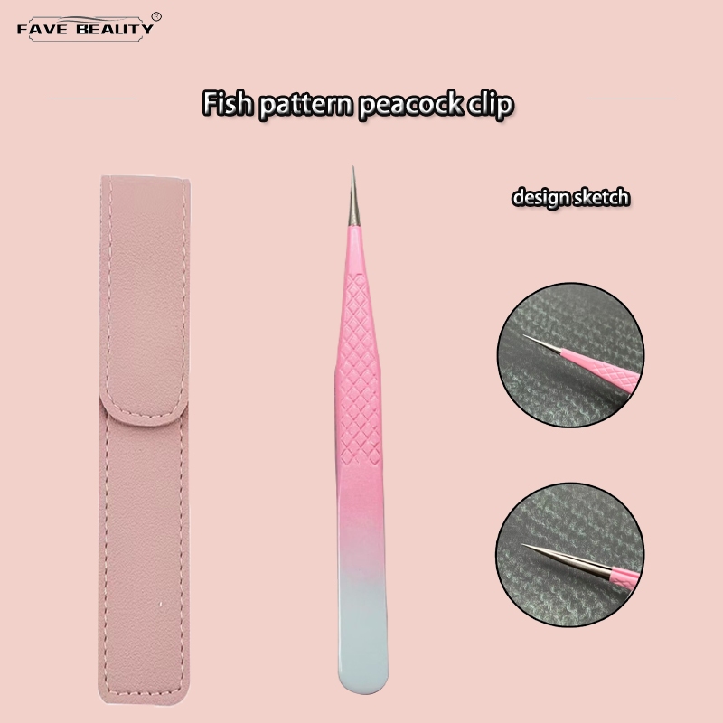 รูปแบบปลาไล ่ โทนสีความแม ่ นยําสูง Grafting Eyelash Tweezers/Golden Feather Clip/Dolphin Clip/แหนบดอกไม ้ แหนบขนตา - รูปที่ 3