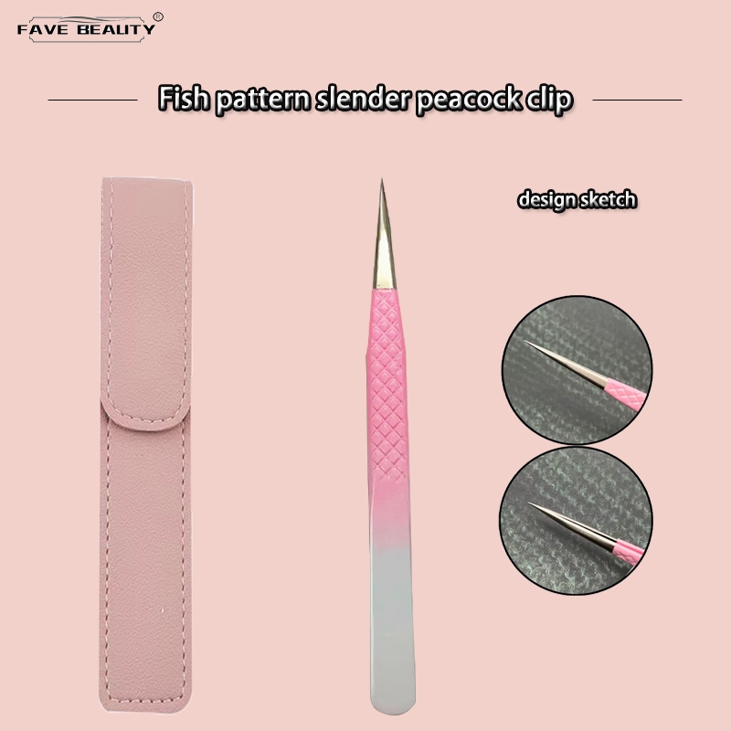 รูปแบบปลาไล ่ โทนสีความแม ่ นยําสูง Grafting Eyelash Tweezers/Golden Feather Clip/Dolphin Clip/แหนบดอกไม ้ แหนบขนตา - รูปที่ 4