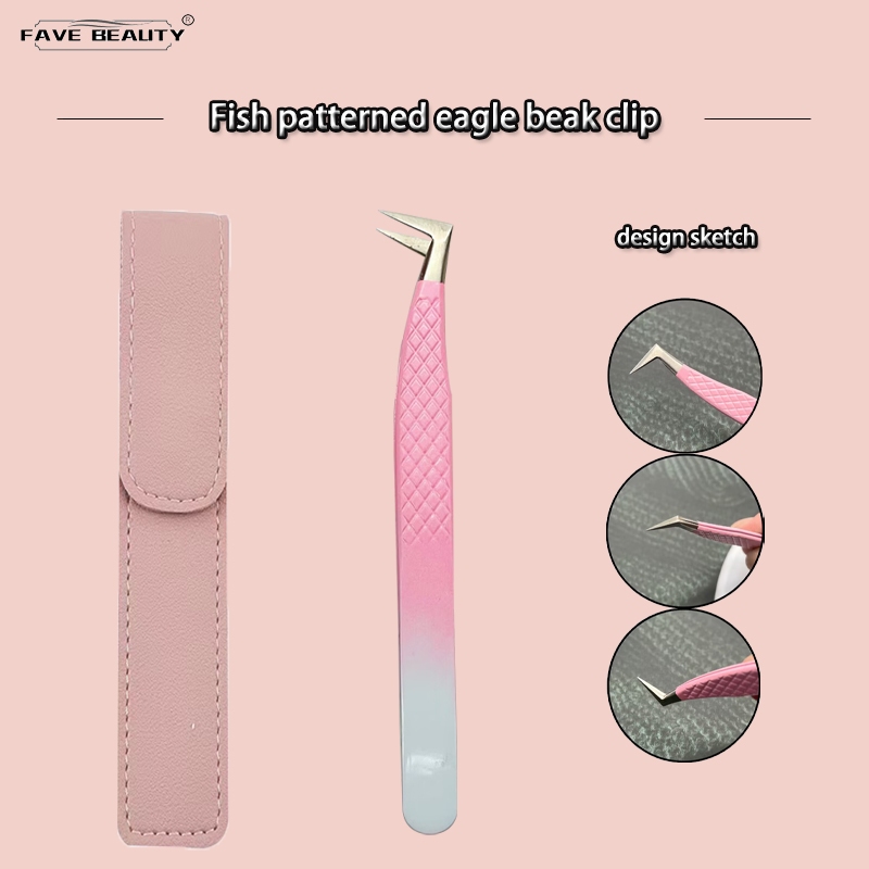 รูปแบบปลาไล ่ โทนสีความแม ่ นยําสูง Grafting Eyelash Tweezers/Golden Feather Clip/Dolphin Clip/แหนบดอกไม ้ แหนบขนตา - รูปที่ 6