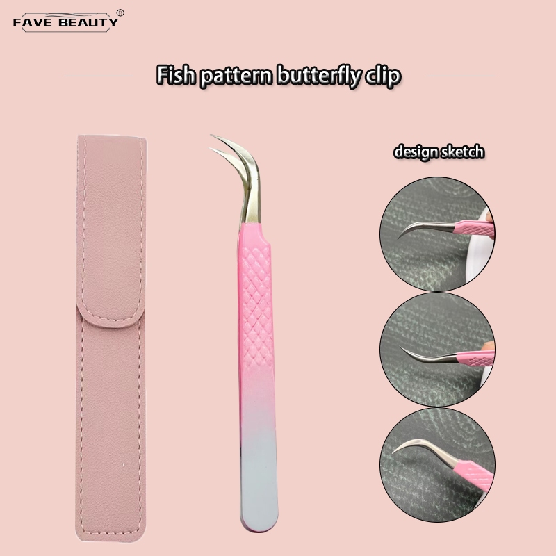 รูปแบบปลาไล ่ โทนสีความแม ่ นยําสูง Grafting Eyelash Tweezers/Golden Feather Clip/Dolphin Clip/แหนบดอกไม ้ แหนบขนตา - รูปที่ 7