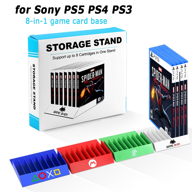 8-in-1 สําหรับ PS5 เกมการ์ดฐานสําหรับ PS4 แผ่น CD กล่องเก็บผู้ถือส่วนบุคคลชั้นวางจอแสดงผลขาตั้งการ์ดเกมอุปกรณ์เสริม