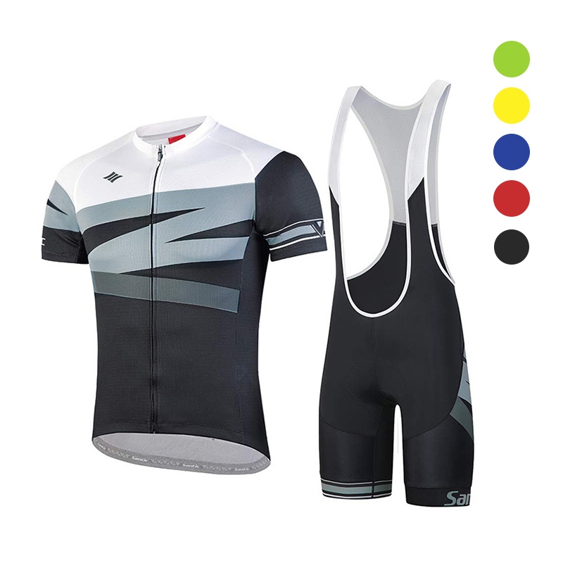 Santic Men Cycling Suit Cyling Jersey Bib Shorts  Pockets MTB Bike Cycling Sets K20MT146