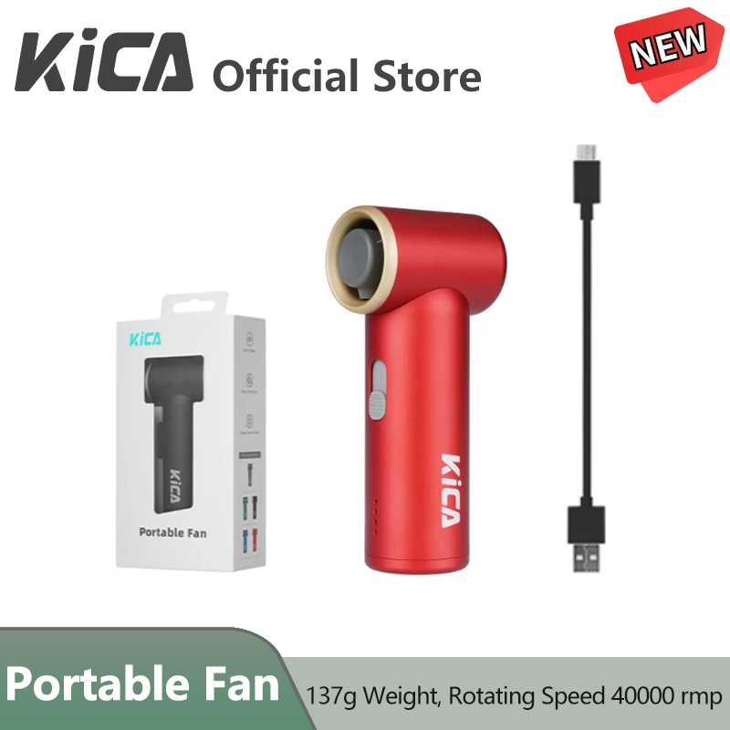 KiCA Portable Fan AIR Blower Pocket Turbo พัดลมชาร์จ 13 ชั่วโมงอายุการใช้งานแบตเตอรี่ Full Metal Body Coolness BBQ CLEANER
