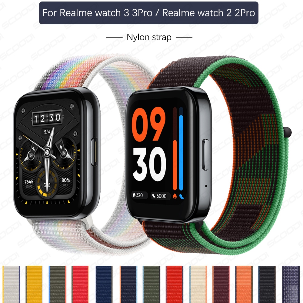 สายรัดไนลอนแบบห่วงกีฬา 22 มม.สําหรับนาฬิกา Realme 3 3Pro / 2 2Pro สายรัดข้อมือสร้อยข้อมือนาฬิกาอุปกรณ์เสริม