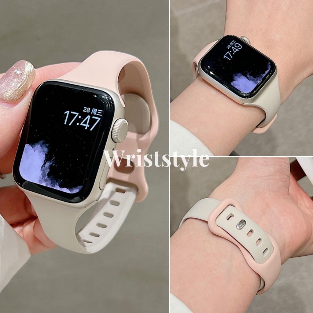 สายนาฬิกาข้อมือซิลิโคน สองสี สําหรับ Apple Watch S9 8 7 6 5 4 3 2 1 SE ULTRA iWatch 49 มม. 45 มม. 44 มม. 42 41 มม. 40 มม. 38