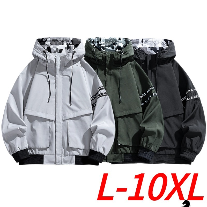 L-8xl Plus ขนาดเสื้อแจ็คเก็ตผู้ชาย Street Wear ฤดูใบไม้ผลิฤดูใบไม้ร่วง All-Match กันน้ํา Breathable Casual Work Jacket