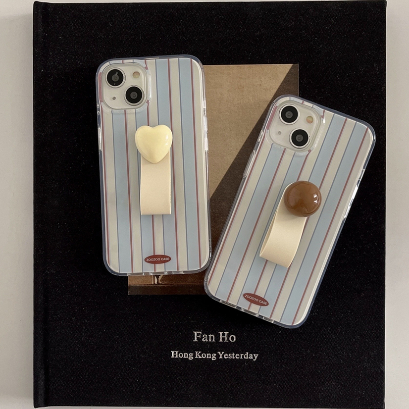 เคสโทรศัพท์สําหรับ iPhone 15promax 15 15pro 14 13 12 14promax 13Pro 12Pro 13promax 14Pro 12promax blue & coffee stripe ปก iPhone IMD สองชั้นพร้อมขาตั้งเซรามิก