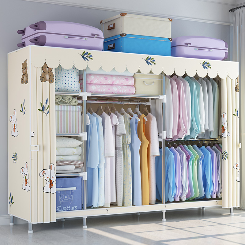 【แข็งแรงสุด ๆ】ตู้เสื้อผ้า ป้องกันฝุ่น และซิป โครงสร้างท่อเหล็ก ความจุขนาดใหญ่ แบบพกพา กันฝุ่น ตู้เสื้อผ้า ประกอบเอง จัดเรียงเสื้อผ้า