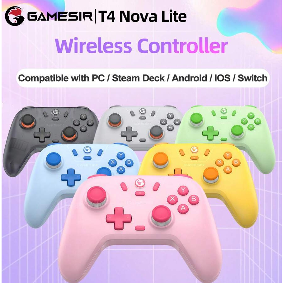 Gamesir T4 Nova Lite จอยเกมบลูทูธไร้สาย พร้อมเอฟเฟคฮอลล์ สําหรับ Nintendo Switch PC Steam Android iOS