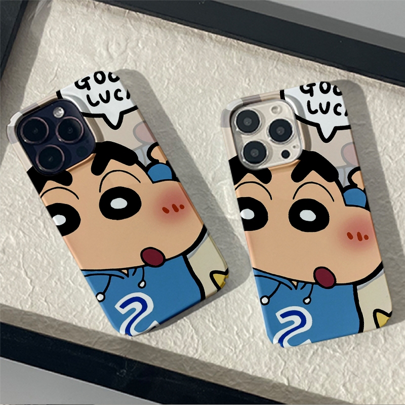 Crayon Shin-ChanสําหรับIPhone 15 14 13 12 11 Pro Max X XR Xs Max 8 7 6s Plus SE 2020 Brightก๋วยเตี๋ยวสี่ขนมปังกล้องป้องกันกันกระแทกฝาหลังเคสโทรศัพท์fjxu