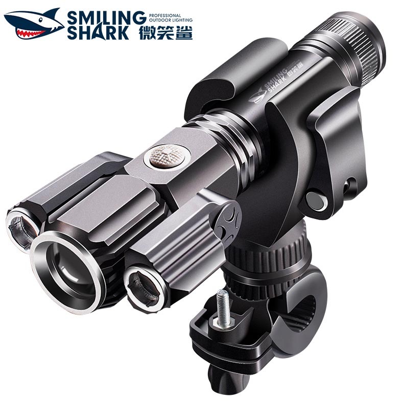 SmilingShark E38 ไฟฉาย led แสงที่แข็งแกร่ง คบเพลิง ซุปเปอร์ไบรท์ ไฟจักรยาน ซูมได้ ชาร์จ USB ได้ 4 โหมด กันน้ำเหมาะอย่างยิ่งสำหรับการขี่จักรยานกลางคืนแคมป์ปิ้ง