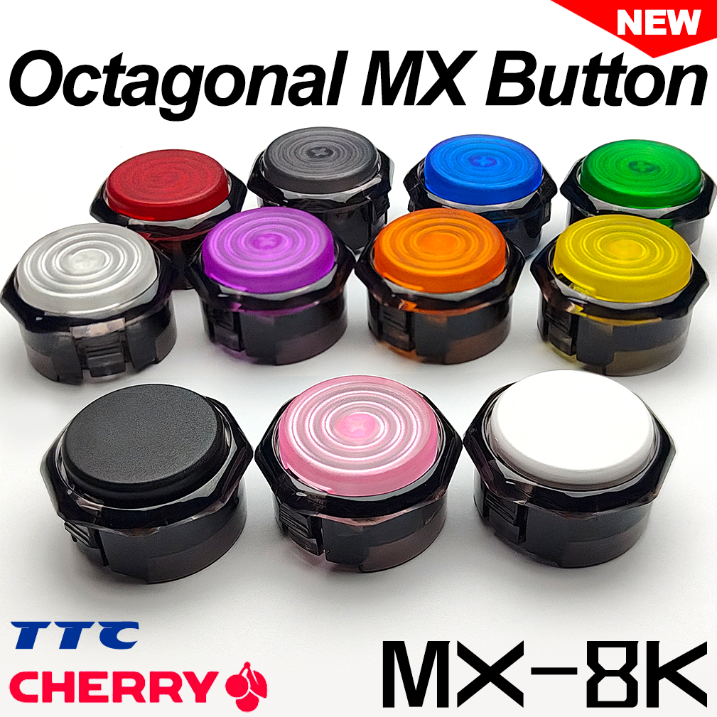 ST-M2/SiTong/Octagonal/Street Fighter6/ฝาฝ้า/2.8ปลั๊กร้อน/กรอบสีดํา/แกนโอน/Cherry Silver/Cherry blue