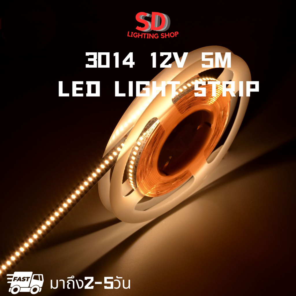 ไฟเส้นLED 3014 5M DC12V นำไฟตกแต่ง ไฟเส้นสายยาว ไฟติดห้อง ไฟเส้น หลายสี