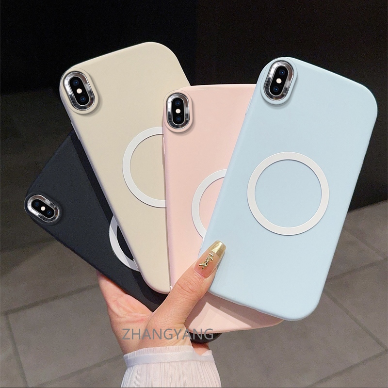 เคสสําหรับ iPhone X XS XR XS MAX เคสโทรศัพท์ซิลิโคน TPU พร้อมโทรศัพท์ฟังก์ชั่นแม่เหล็กเคสนิ่มพร้อมสีการ์ตูนกันกระแทกและคราบ
