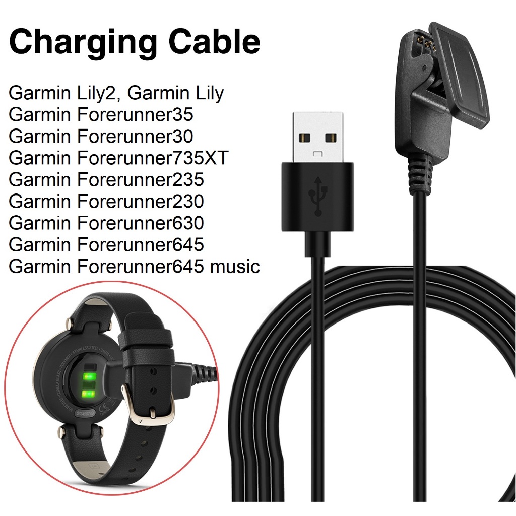 เครื่องชาร์จสําหรับ Garmin Lily 2 Charger Garmin Forerunner 230 235 630 735 XT Approach S20 เครื่องชาร์จ Garmin Lily Charger Garmin Forerunner 645 ,Garmin Forerunner645 music เครื่องชาร์จ Garmin Lily 2 / Forerunner 35 Charger Garmin Lily 2 เครื่องชาร์จ