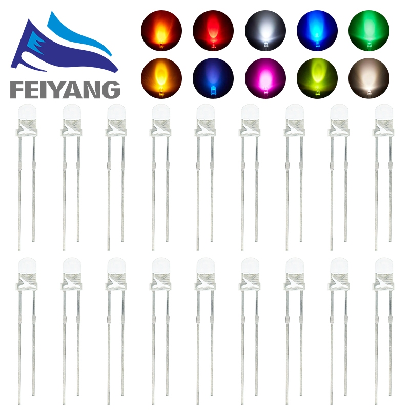 10ชิ้น/100ชิ้น 3มม 5มม LED คละชุด DIY 5สี RGB ชมพู ม่วง ส้ม ไอซ์บลู วอร์มไวท์ 940nm เร็วช้าแฟลช พร้อมตัวรับ