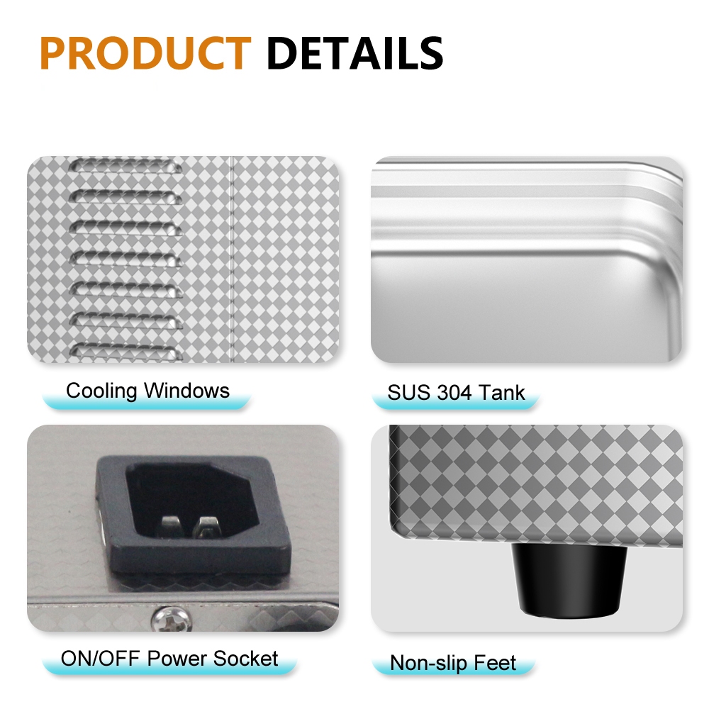 ทําความสะอาดอัลตราโซนิก 900 มล. 60W Bath Ultrasounic ทําความสะอาด SUS304 ตะกร้า - รูปที่ 5