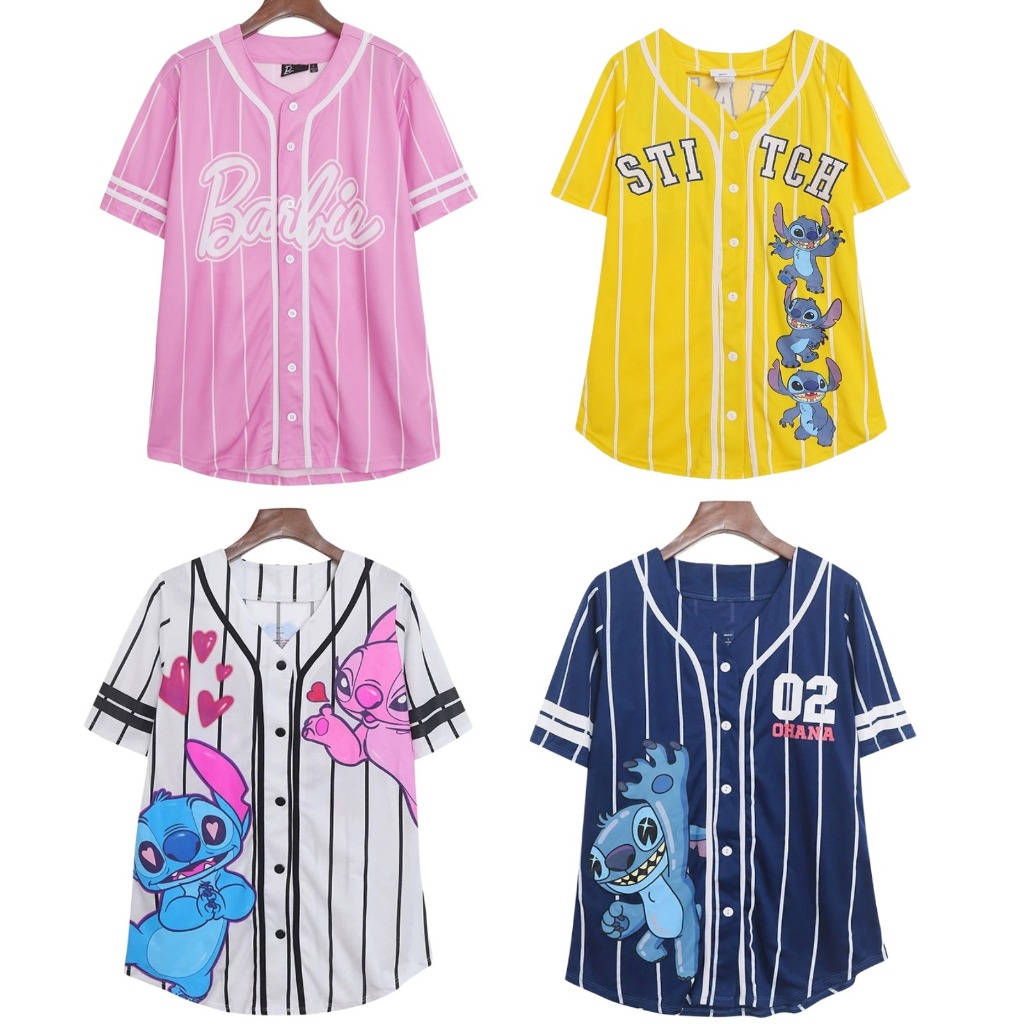 Unsixe เสื้อเบสบอลแขนสั้น - เสื้อ Stickball น่ารักพิมพ์ Overize หลวมเสื้อยืดแนวโน้มร้อน 2024