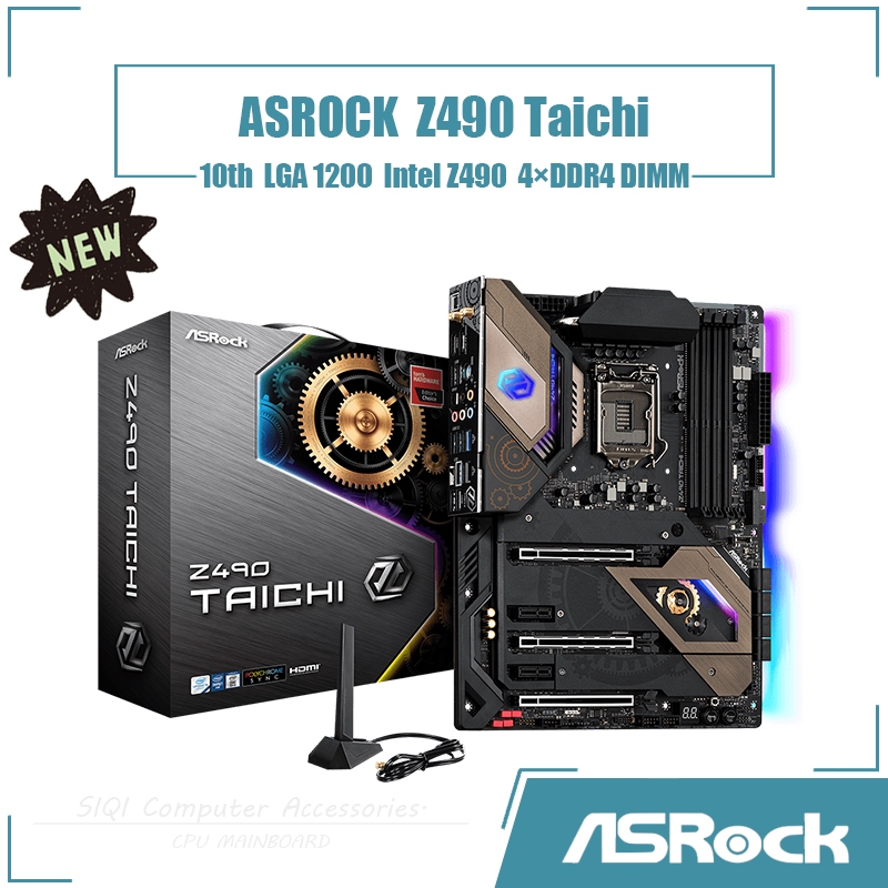 Asrock Z490 Taichi เมนบอร์ด LGA 1200 4xDDR4 DIMM ใช้ชิปเซ็ต Intel Z490 ATX 128GB