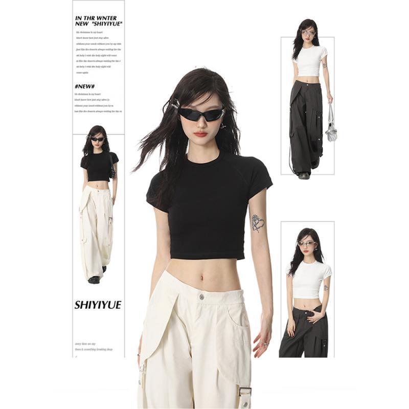 Betty House พร้อมส่ง เสื้อยืด เสื้อรัดรูป สีทึบแขนสั้นแฟชั่น น่ารักสไตล์เกาหลี สำหรับผู้หญิง