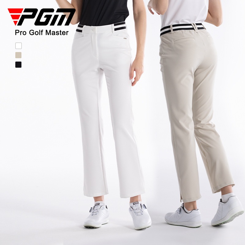 Pgm Golf กางเกงผู้หญิง Micro-Flare กางเกงเอวยางยืดกีฬา All-Match ขนาดเล็ก Slit กางเกง KUZ176