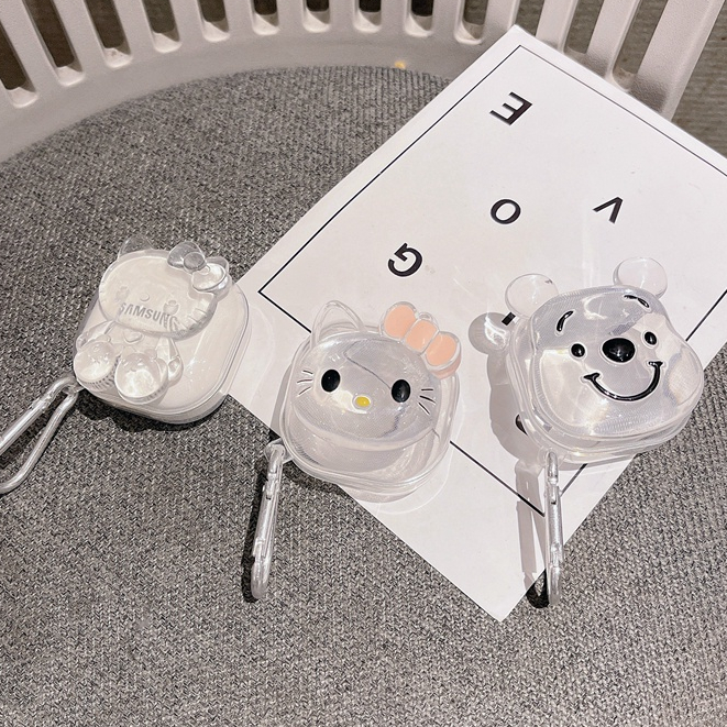 เคสใส ลาย Hello Kitty 3D พร้อมตะขอ สําหรับ Samsung Galaxy Buds 2 / Buds Live / Buds FE / Buds2 Pro / Buds Pro