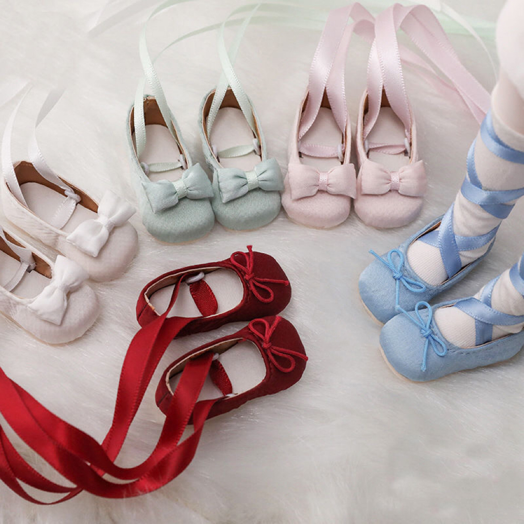 [Bjd1/6 รองเท้าบัลเล่ต์เต้นรํา] รองเท้าหัวกลม หกเหลี่ยม แบบผูกเชือก เลือกสีได้ หลากสี สําหรับตุ๊กตาน่ารัก