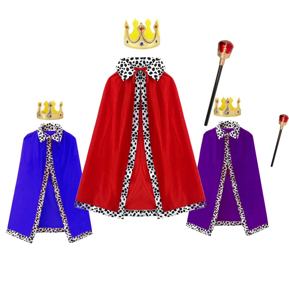 เสื้อคลุม ผ้ากํามะหยี่ ลายมงกุฎราชา สีแดง สําหรับผู้ใหญ่ เหมาะกับฮาโลวีน