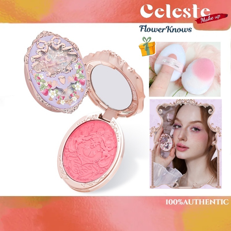 ดอกไม้รู้สตรอเบอร์รี่ Rococo Series นูน Blush แต่งหน้า Blusher High Pigment Multi-use Brightening Seamless 4.6g