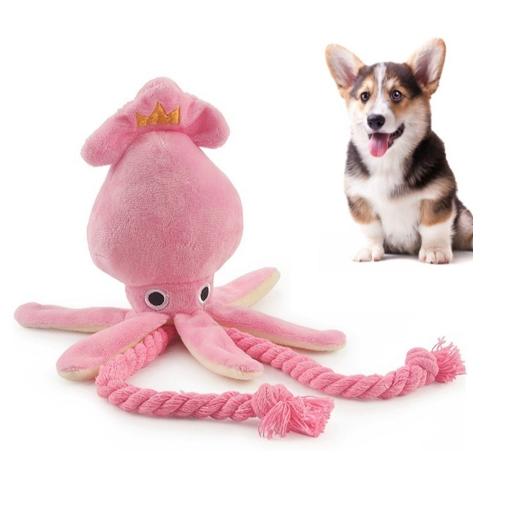 ของเล่นตุ๊กตาปลาหมึกน่ารัก สีชมพู สําหรับสัตว์เลี้ยง สุนัข