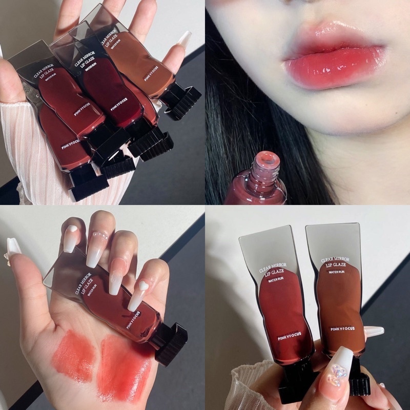 PY.th Pinkyfocus ฟิล์มกระจกใส เคลือบริมฝีปาก ติดทนนานไม่จางง่าย สีสวยเกลี่ยง่าย แบบจุ่ม ติดทนตลอดวัน