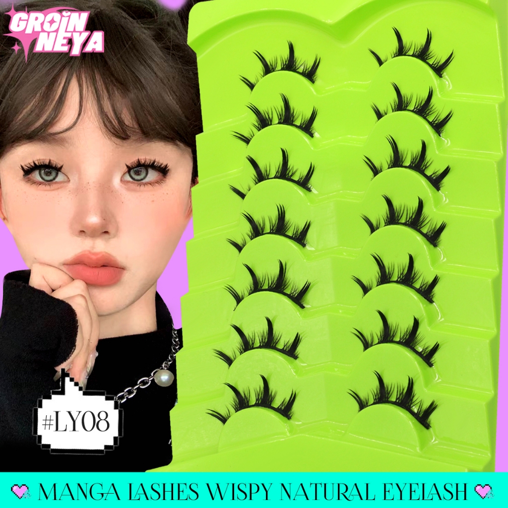 Groinneya มังงะ Lashes 5/7 คู่ขนตาธรรมชาติส่วนบุคคลอะนิเมะขนตา DIY Cluster Lashes Extension แต่งหน้า