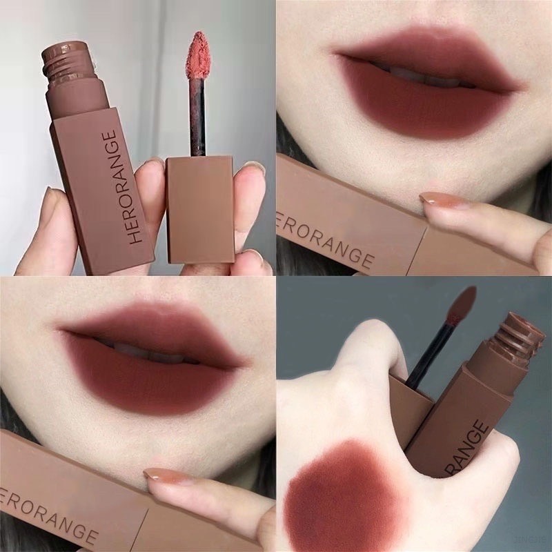 PY.th Herorange ลิปสติก ลิปทินท์ เนื้อแมตต์ กํามะหยี่ สีนู้ด ธรรมชาติ กันน้ำ ติดทน ถ้วยไม่ติด