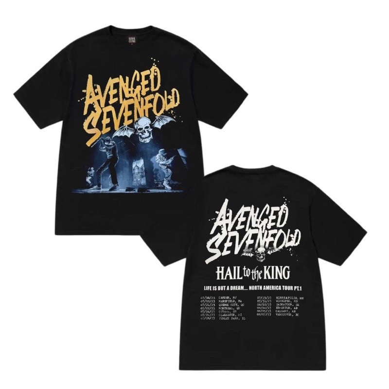 A7x AVENGED SEVENFOLD TSHIRT TOUR HIGH COLLAR VINTAGE PRINT SERAP OVERSIZE CUTTING KAIN SEJUK COTTON