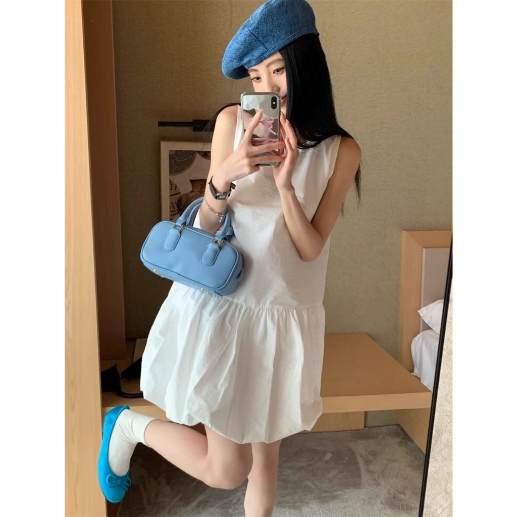 NZN กระโปรงเสื้อกั๊กลายดอกไม้สีทึบเวอร์ชั่นเกาหลีแบบใหม่