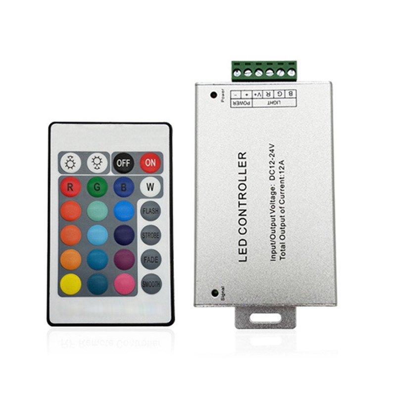 Dc 12V-DC24V Controller พร้อม 24 คีย์หรือ 44 คีย์ระยะไกลสําหรับ 3528 5050 COB RGB led strip โคมไฟ