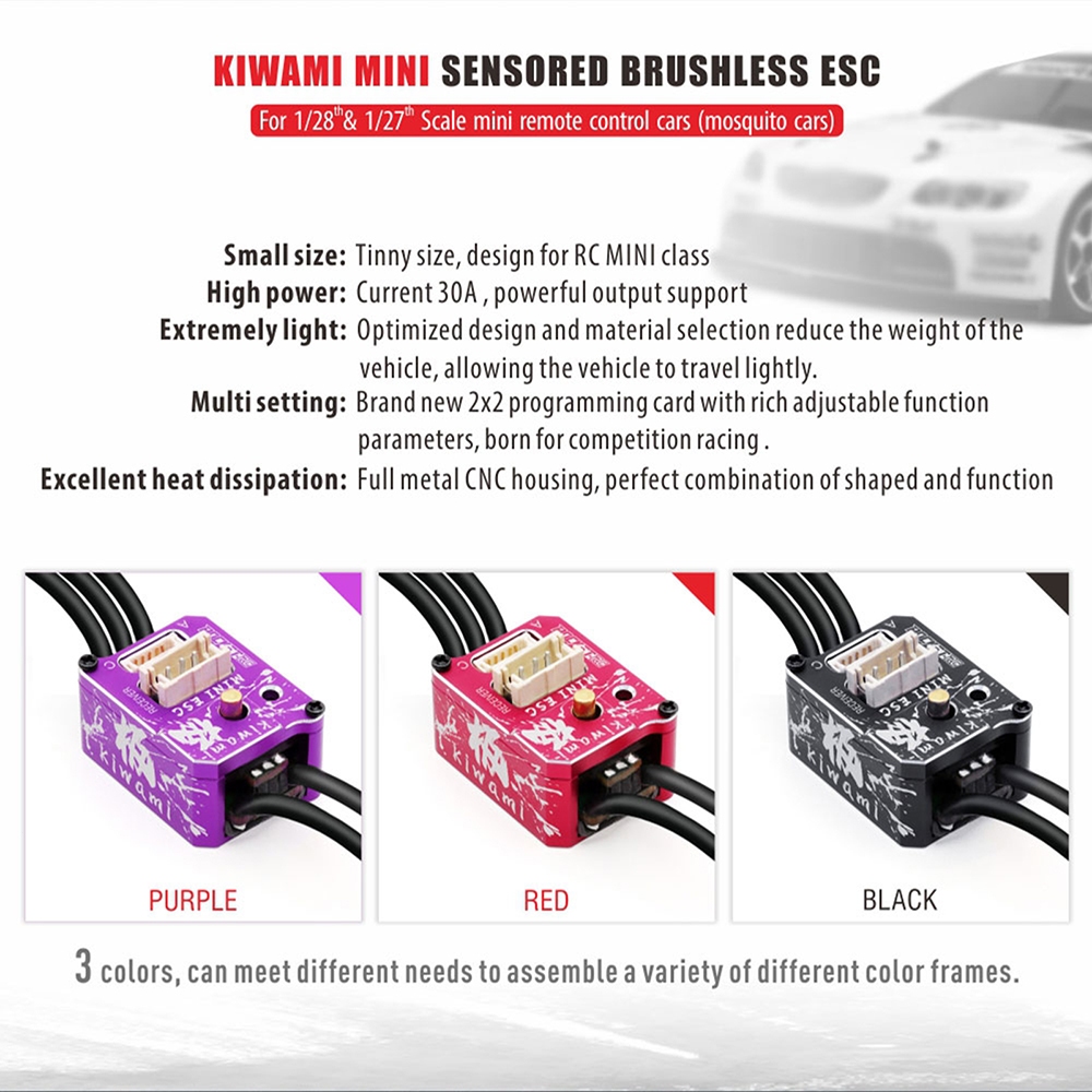 1/28 ESC Brushless ROCKET-RC 30A Brushless ESC พร้อมการ์ดโปรแกรม LED Combo MINI 28 Pro เซนเซอร์ 2S LiPo BEC 3A 6V 7.4V ตัวควบคุมความเร็วไฟฟ้า สําหรับอัพเกรดรถบังคับ 1/28 1/27 ราคา ถูกที่สุด ดีลบีเคเค แกลเลอรีภาพที่ 2