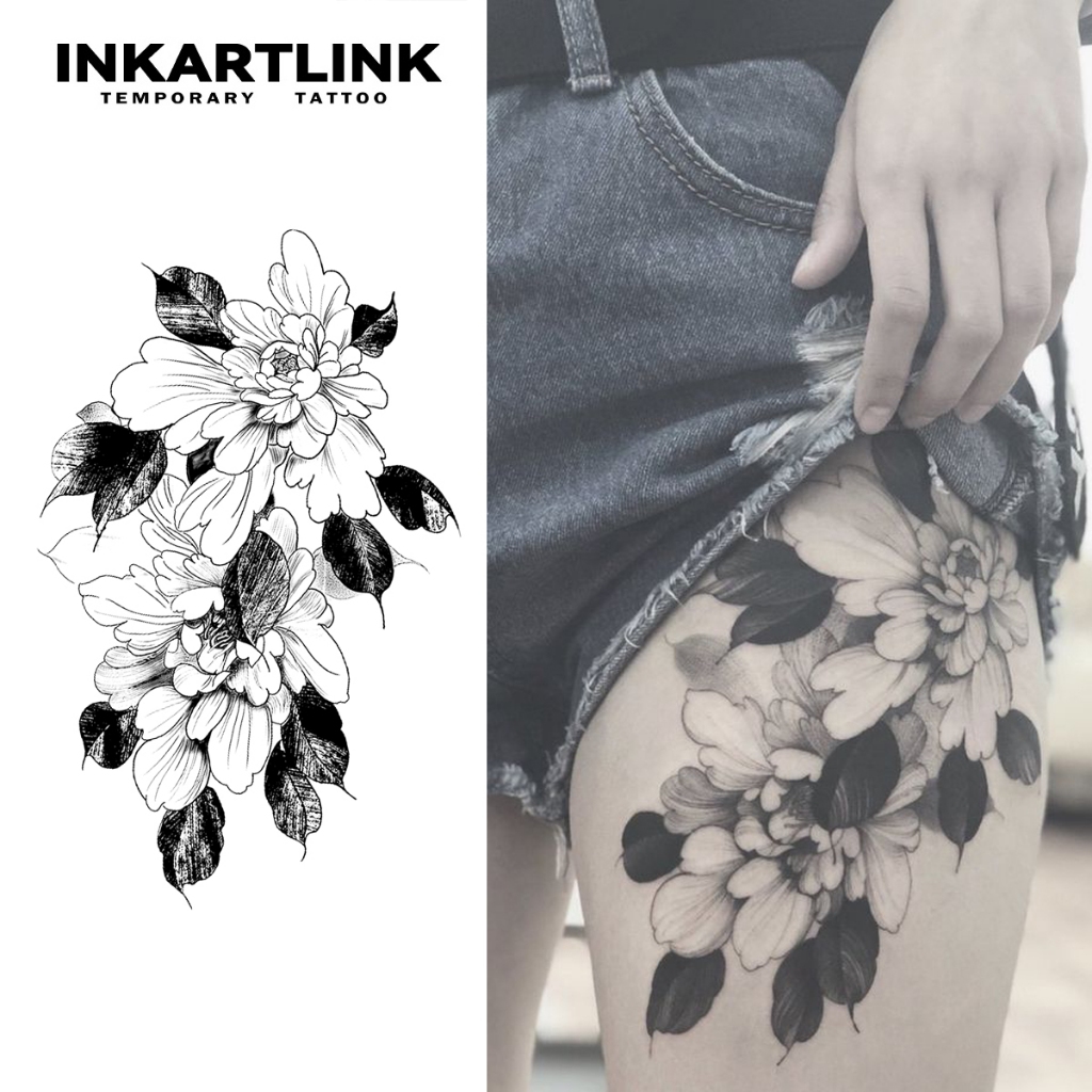 Inkartlink Magic Tattoo กันน้ํา กึ่งถาวร ติดทนนาน ชั่วคราว สติ๊กเกอร์รอยสักปลอม เรียบง่าย รอยสักดอกไม้ รอยสักปาร์ตี้ รอยสักศิลปะ 11 ซม.18 ซม.
