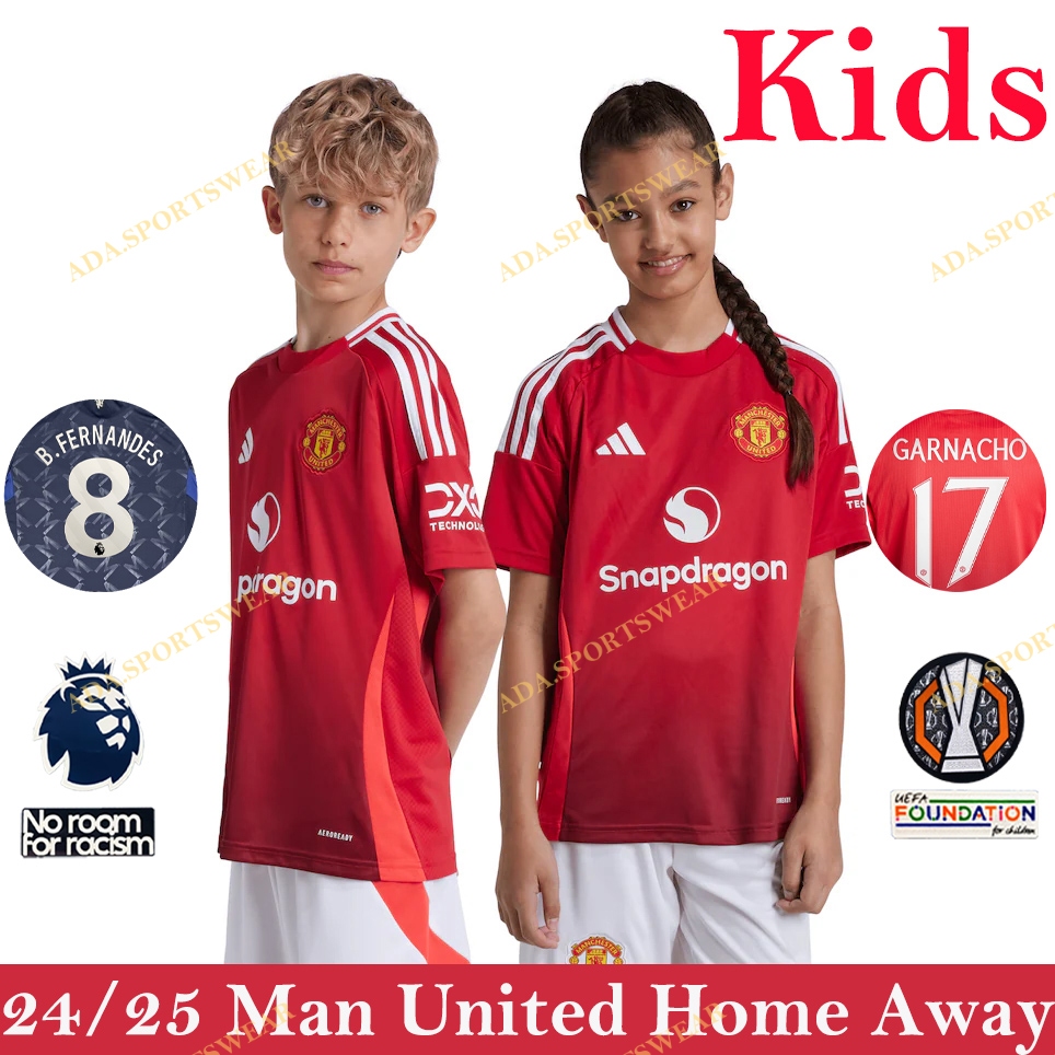 เด็ก/เด็ก ใหม่ 24-25 Man U Home Away เสื้อฟุตบอลเด็กเสื้อยืดกีฬาผู้ชายแฟนรุ่น