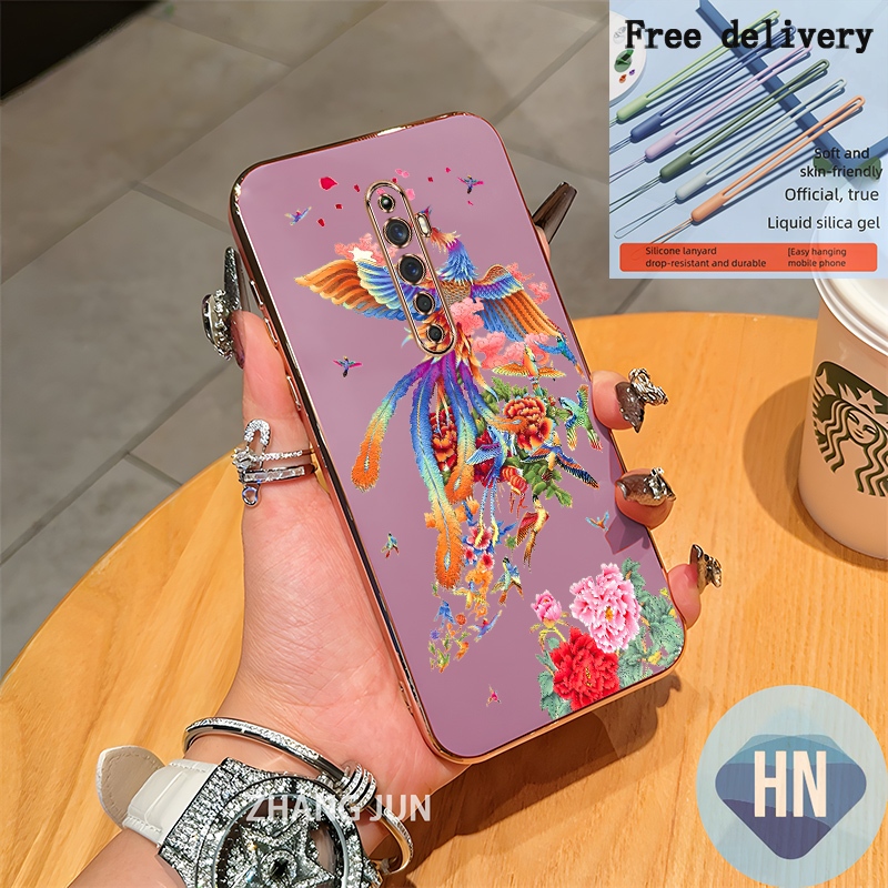 เคส OPPO reno 2f 2z 2 เคส OPPO reno รูปแบบฟีนิกซ์ที่กำหนดเองขั้นสูงชุบของเหลว TPU OPPO reno 2f 2z 2 