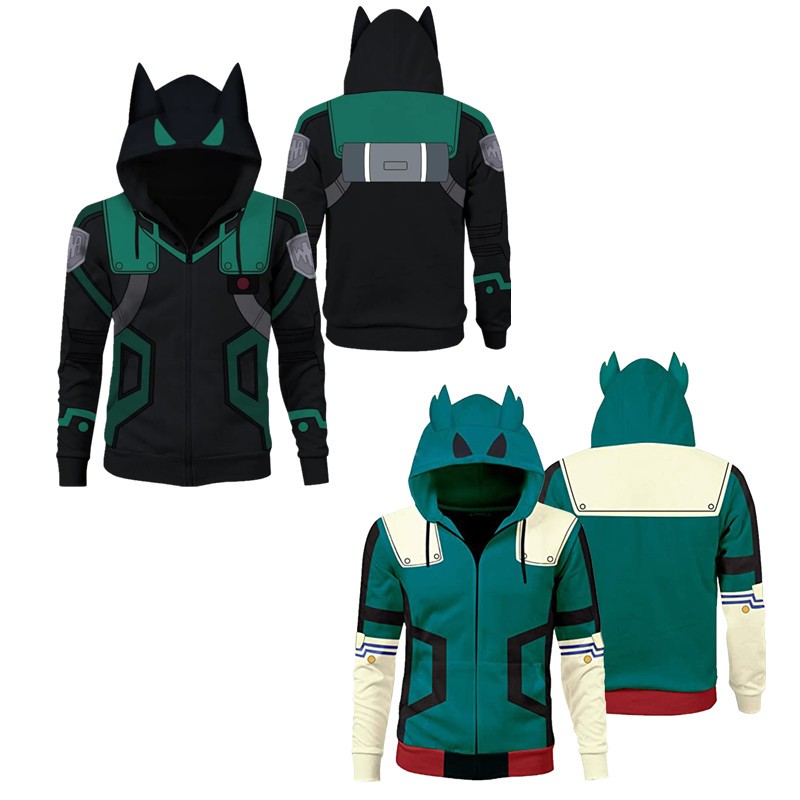 My Hero Academia Zipper hoodie Deku เสื้อกันหนาวเสื้อแจ็คเก็ตพิมพ์ดิจิตอล