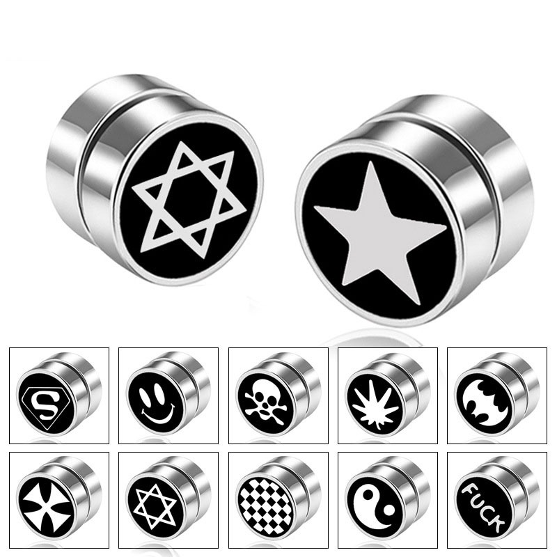 1pc 8MM Punk ผู้ชายสแตนเลสแม่เหล็กรอบต่างหูสไตล์เกาหลี Magnetite ไม่มี Pierced ต่างหู Unisex หู Studs ต่างหูปลอม