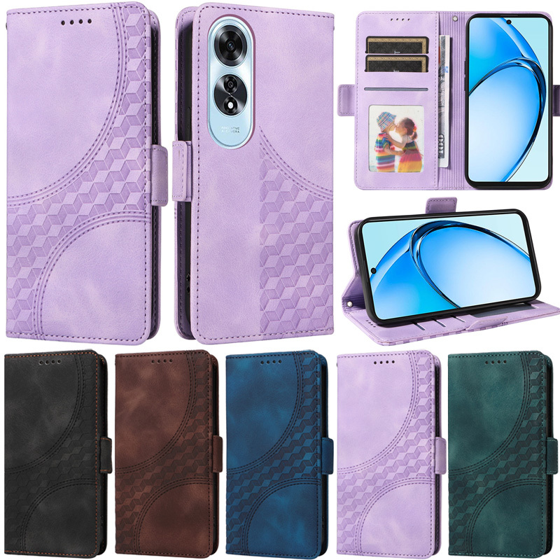 หรูหราสําหรับoppo A60 4G A59 5G A79 5G A18 4G A38 4G A3 Pro Reno 11F Reno 12 Pro Reno 11 Pro Realme C63 Realme 12 5G Retroกระเป๋าสตางค์หนังPUฝาครอบกรณี