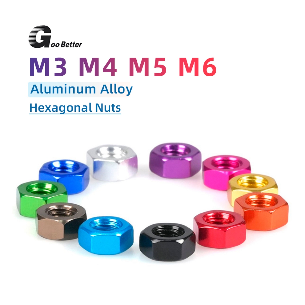 M3/M4/M5/M6 หกเหลี่ยม Full Nut อลูมิเนียมชุบอโนไดซ์ สีให้เลือก
