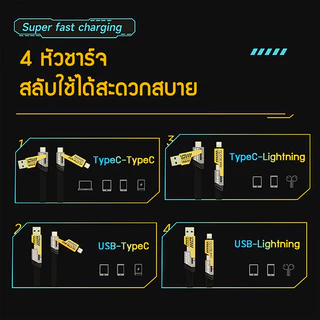 สายชาร์จ 4 in 1 หัวชาร์จ ชุด หัวเร็ว 120W PD หัวชาร์จ+สาย QC 3.0 Quick charging 2PD + 2USB เหมาะสำหรับ i&p/Android