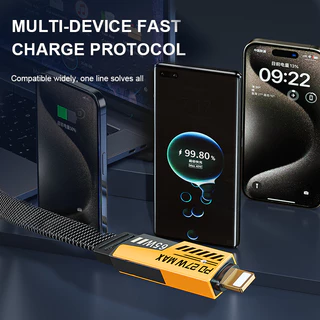 สายชาร์จ 4 in 1 หัวชาร์จ ชุด หัวเร็ว 120W PD หัวชาร์จ+สาย QC 3.0 Quick charging 2PD + 2USB เหมาะสำหรับ i&p/Android