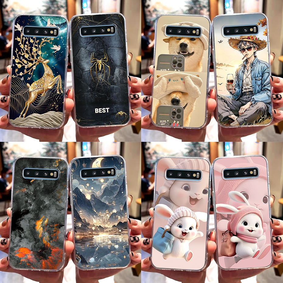 SAMSUNG สําหรับsamsung Galaxy S10 G973 / S10+ G975 ปลอกนุ่มTPUซิลิโคนปกหลังSamsungS10 S10 Plus S10plusน่ารักการ์ตูนพิมพ์กรณีโปร่งใส