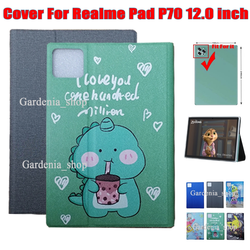 สําหรับrealme Pad P70 12.0 "Android 12 11 แท็บเล็ตFull Bodyป้องกันกรณีRealme Pad P70 12.0 นิ้วAndroid 12 11 แฟชั่นการ์ตูนทาสีPUหนังFlip Stand Cover