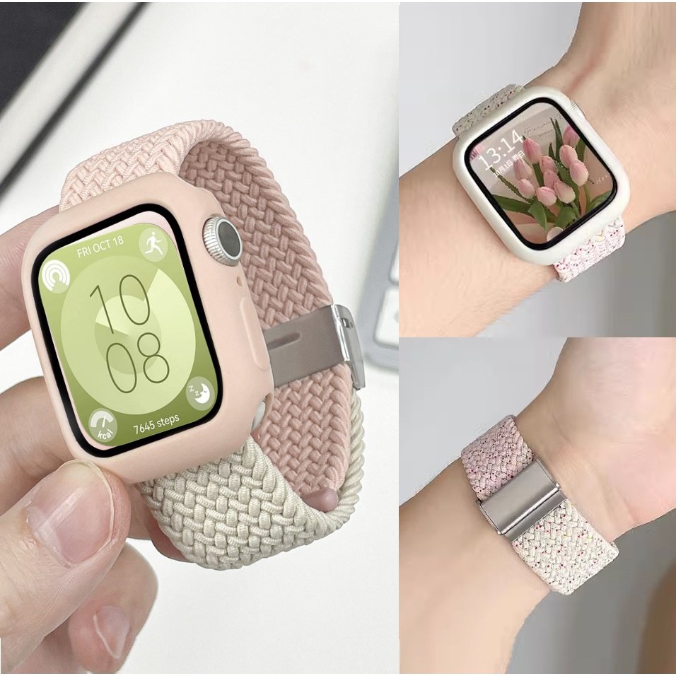 Braided Strap+Case For Huawei Watch Fit 3 สาย Soft Nylon Huawei Watch fit 3 เคส Nylon สาย Huawei wat